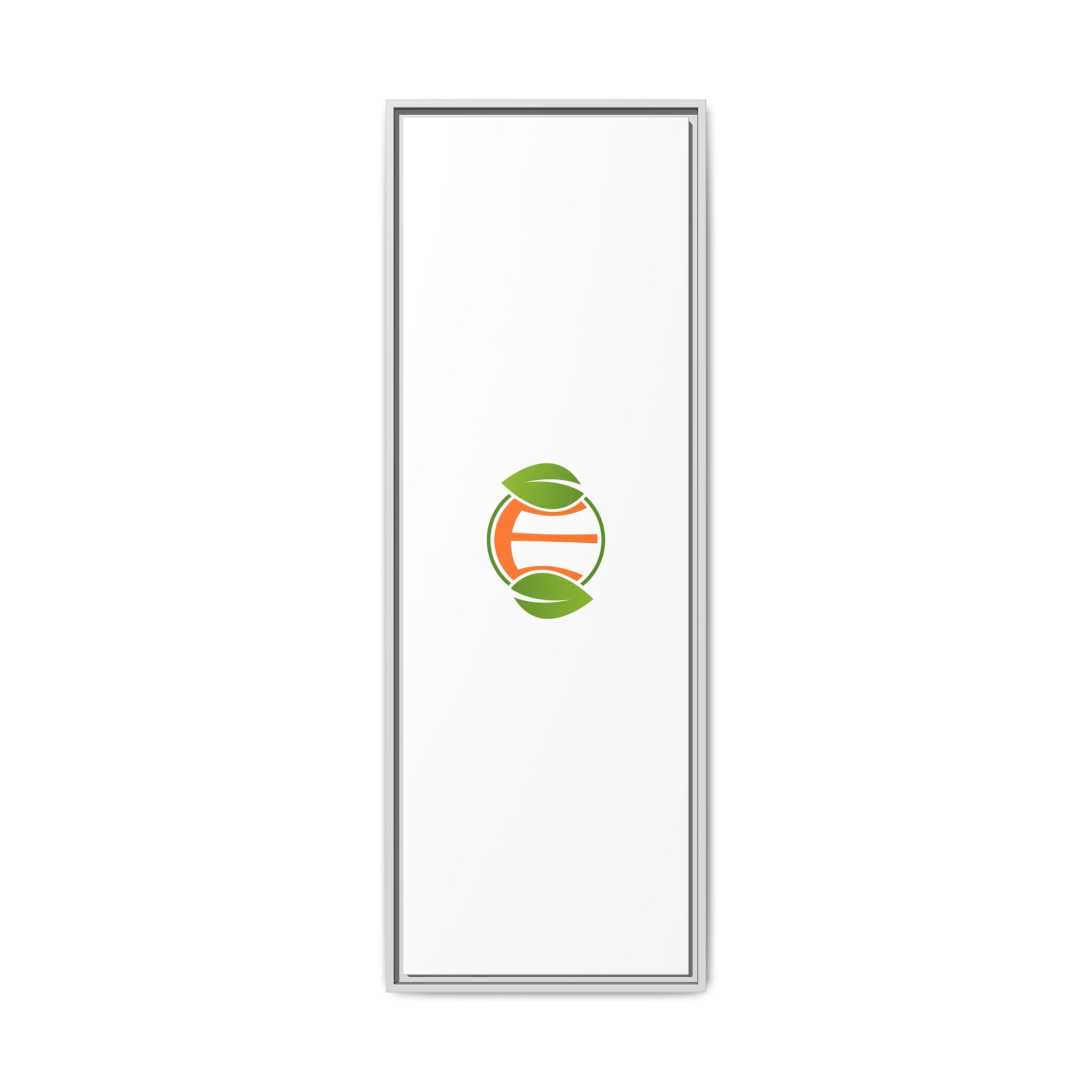 Framed Matte Canvas Print — Minimal Green Orange Leaf Logo Wall Art