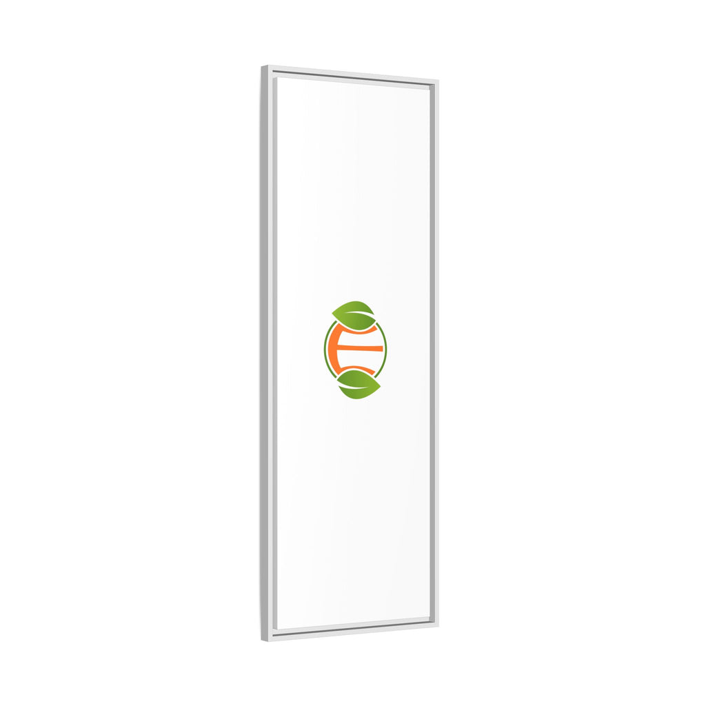Framed Matte Canvas Print — Minimal Green Orange Leaf Logo Wall Art