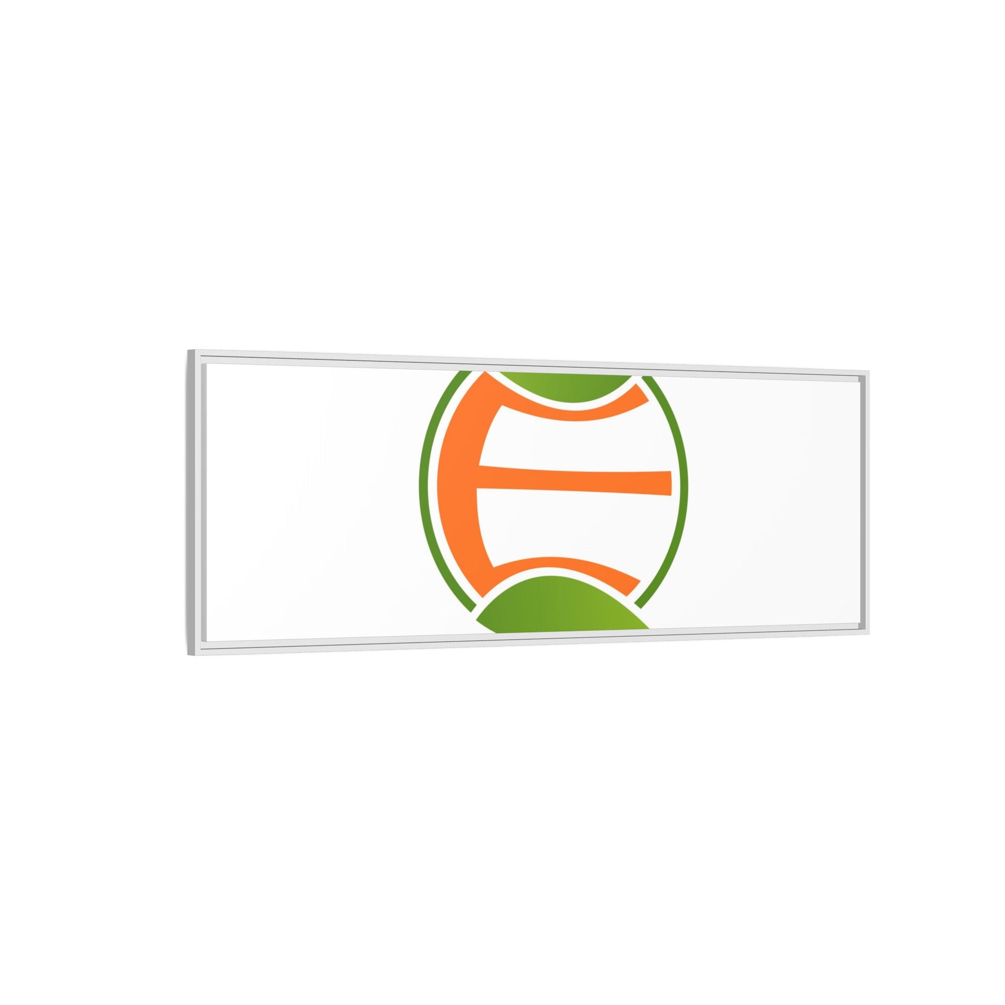 Framed Matte Canvas Print — Minimal Green Orange Leaf Logo Wall Art