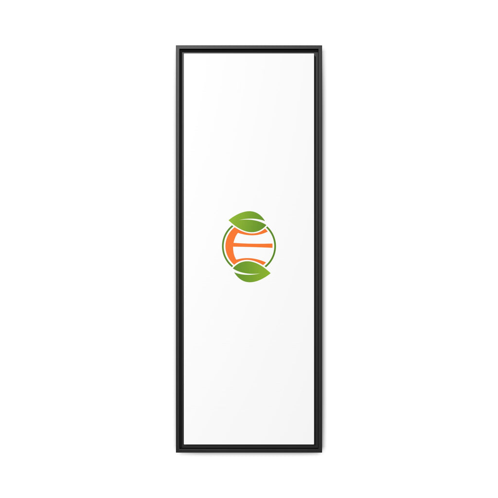 Framed Matte Canvas Print — Minimal Green Orange Leaf Logo Wall Art