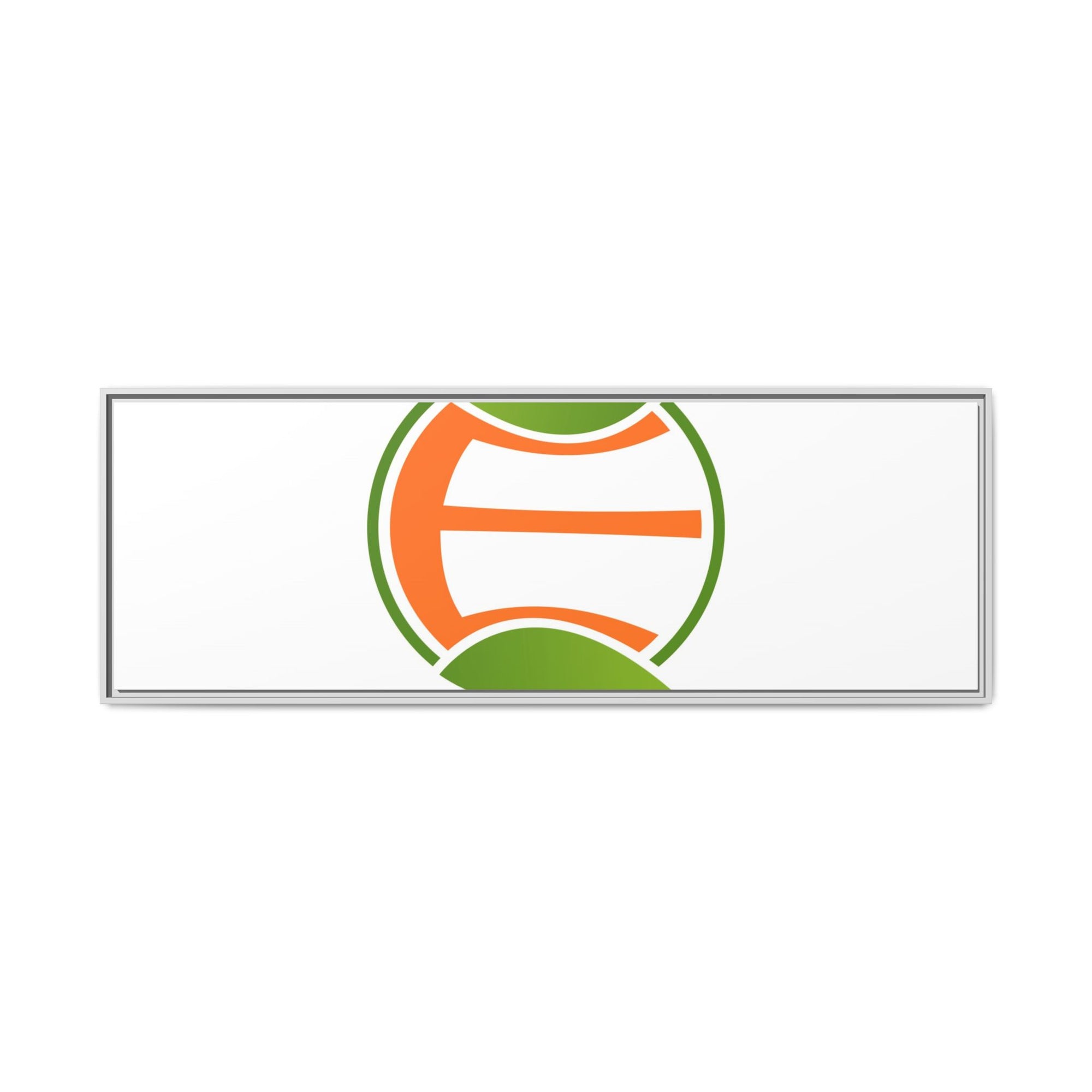Framed Matte Canvas Print — Minimal Green Orange Leaf Logo Wall Art