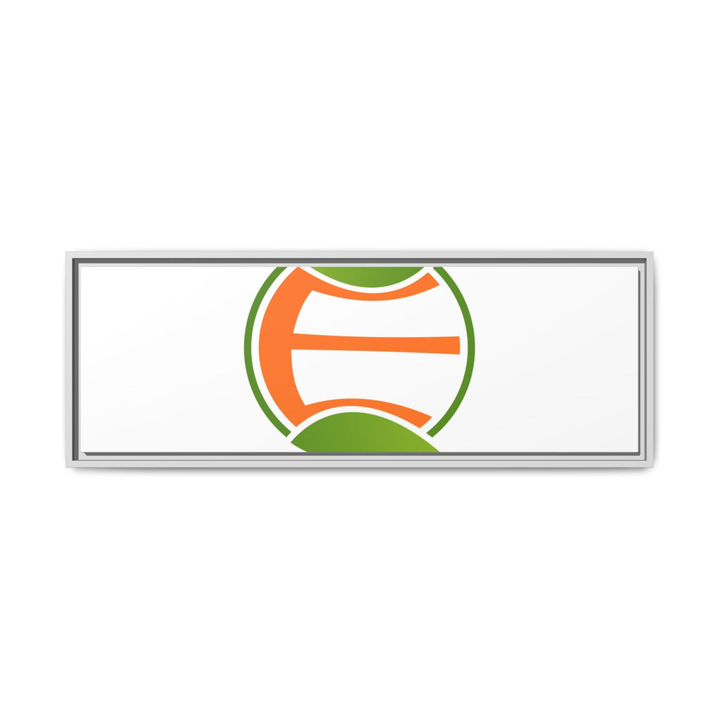 Framed Matte Canvas Print — Minimal Green Orange Leaf Logo Wall Art