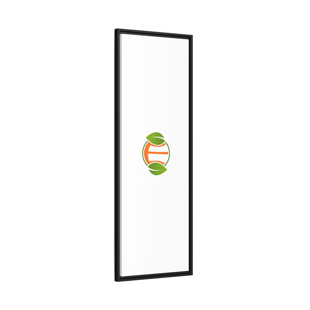 Framed Matte Canvas Print — Minimal Green Orange Leaf Logo Wall Art