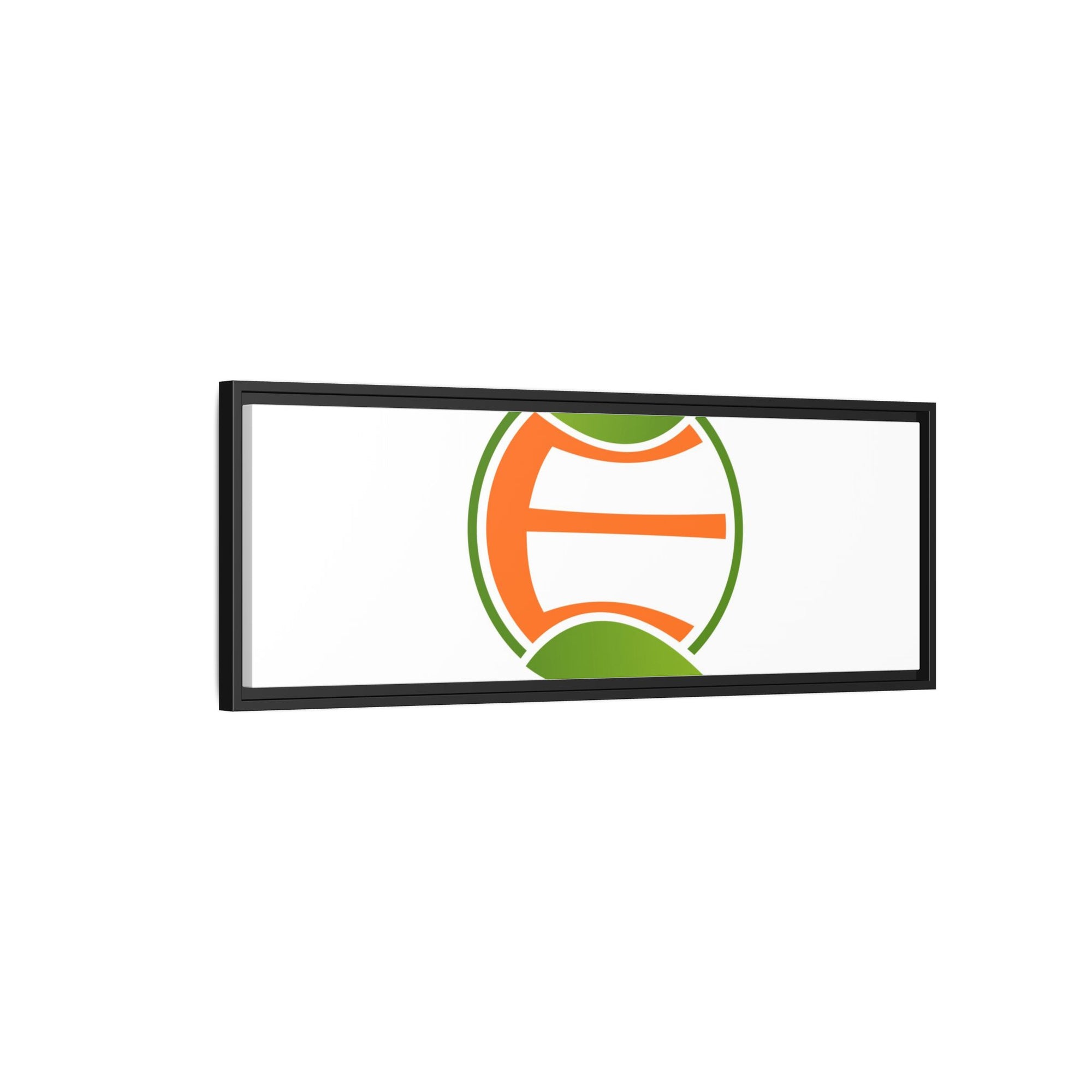 Framed Matte Canvas Print — Minimal Green Orange Leaf Logo Wall Art