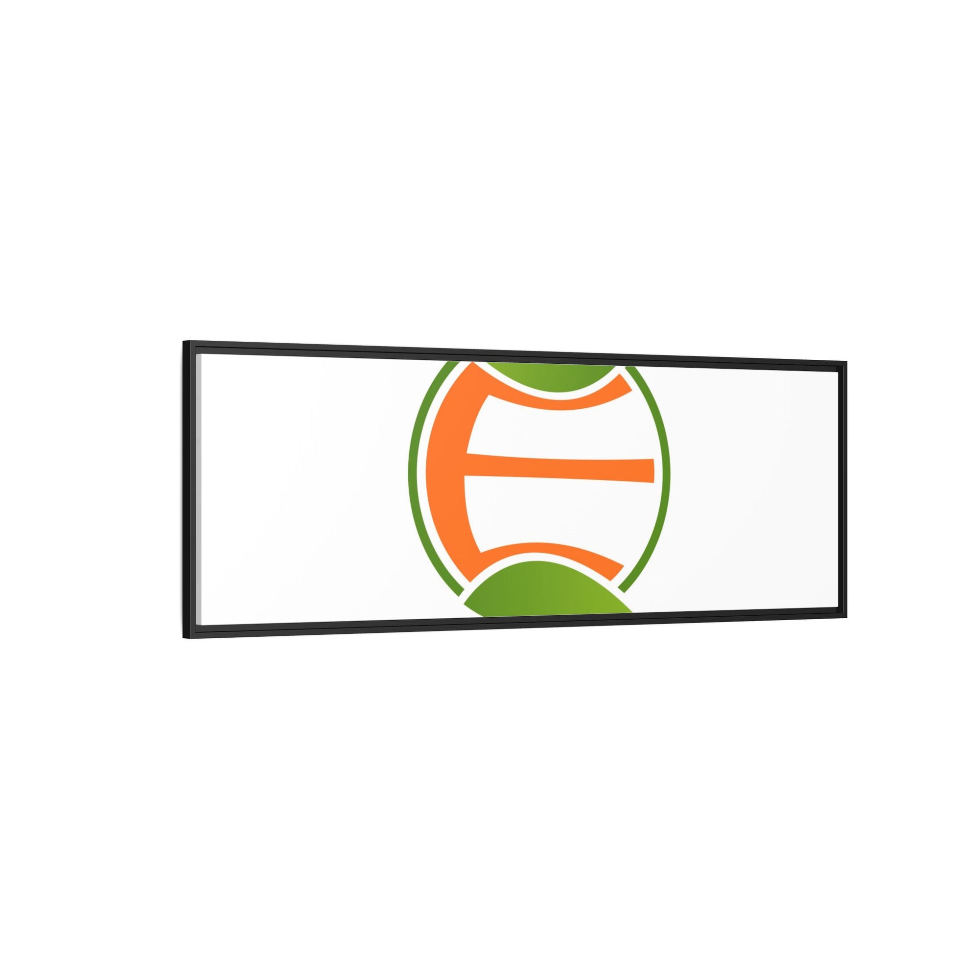 Framed Matte Canvas Print — Minimal Green Orange Leaf Logo Wall Art