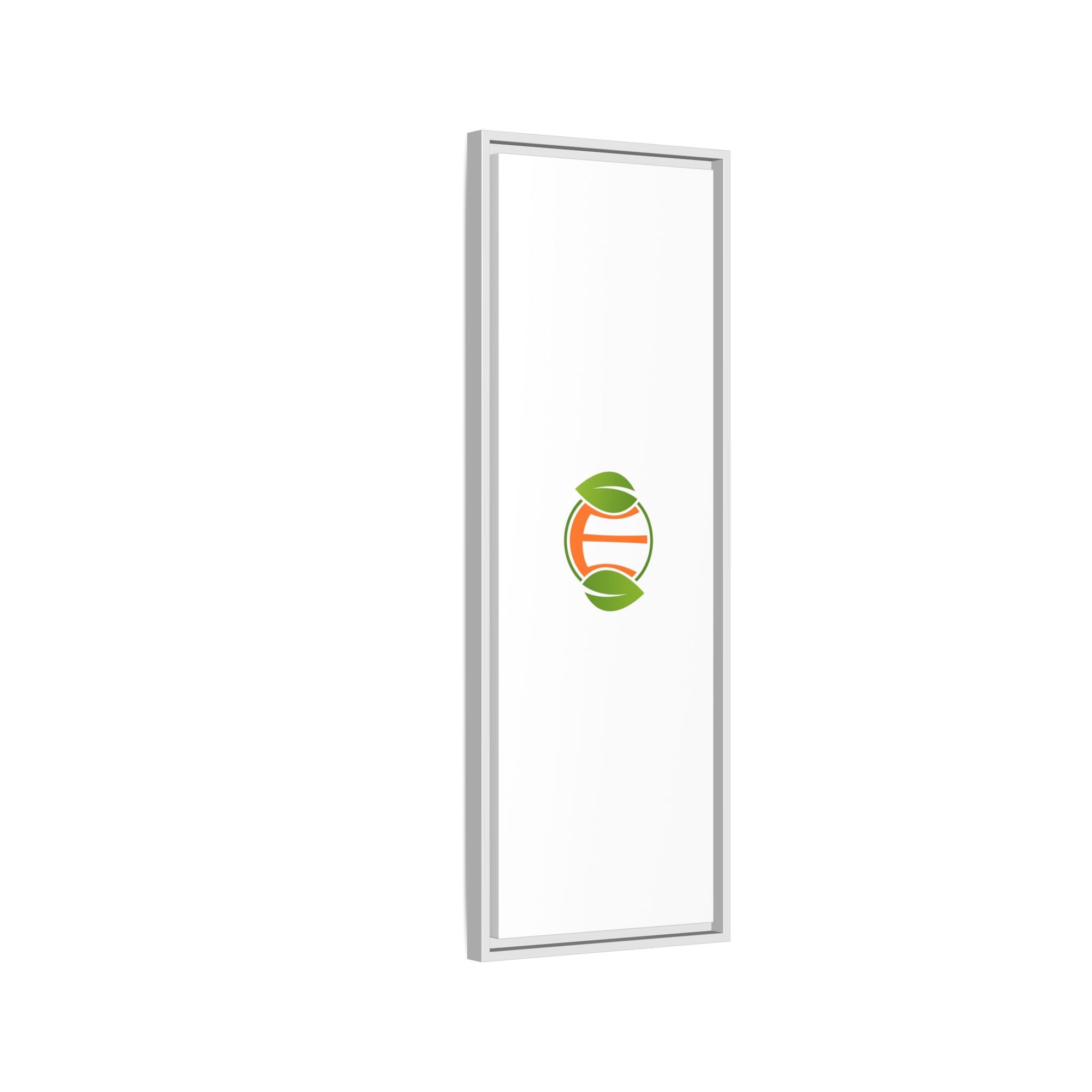 Framed Matte Canvas Print — Minimal Green Orange Leaf Logo Wall Art