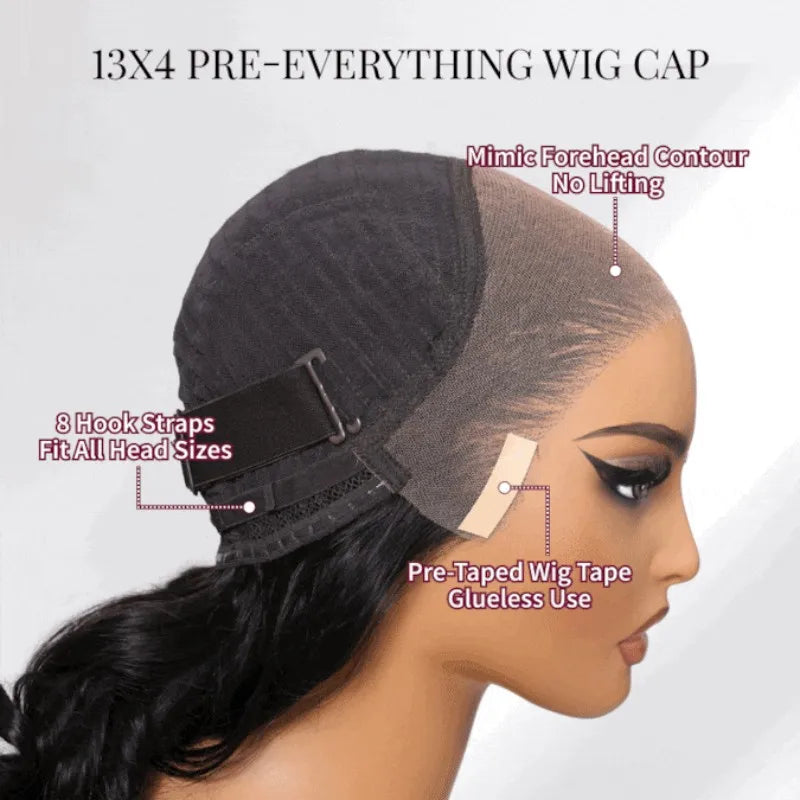 ELLONMASK Silky Straight Remy Human Hair Wig Natural Look Middle Part Long Black Yaki Straight Texture Adjustable Invisi Drawstring